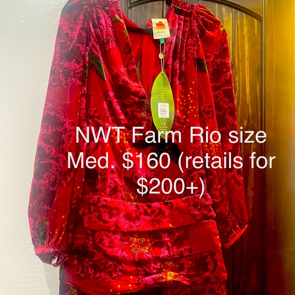 NWT FARM RIO red velvet dress. Ordered on final sale and it didn’t fit me.